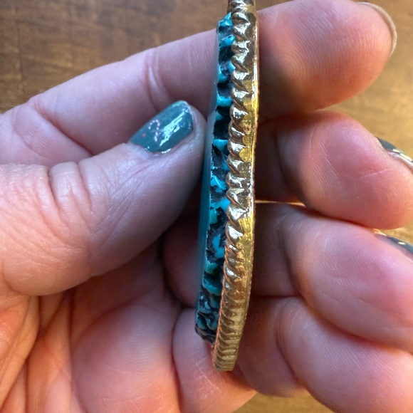 Source Unknown Aqua and Gold Pendant Necklace - Picture 2 of 5